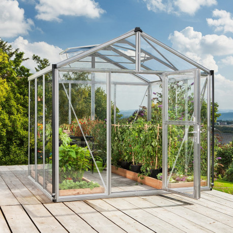 Gewächshaus Zeus 6200 aus Aluminium, 3mm Sicherheitsglas und 10mm Polycarbonatplatten - Vitavia