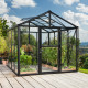 Gewächshaus Zeus 8100 schwarz aus Aluminium, 3mm Sicherheitsglas und 10mm Polycarbonatplatten - Vitavia