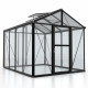 Gewächshaus Zeus 8100 schwarz aus Aluminium, 3mm Sicherheitsglas und 10mm Polycarbonatplatten - Vitavia