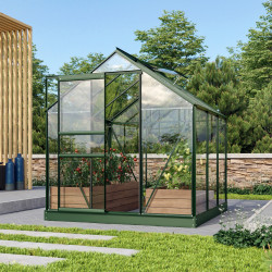 Gewächshaus Venus 3,8m² smaragd aus Aluminium und 3mm Sicherheitsglas - Vitavia