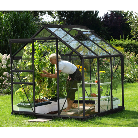 Gewächshaus Venus 3,8m² schwarz aus Aluminium und 3mm Sicherheitsglas - Vitavia