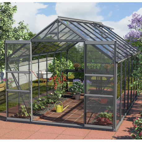 Gewächshaus Mars 11,5m² schwarz aus Aluminium und 3mm Sicherheitsglas - Vitavia